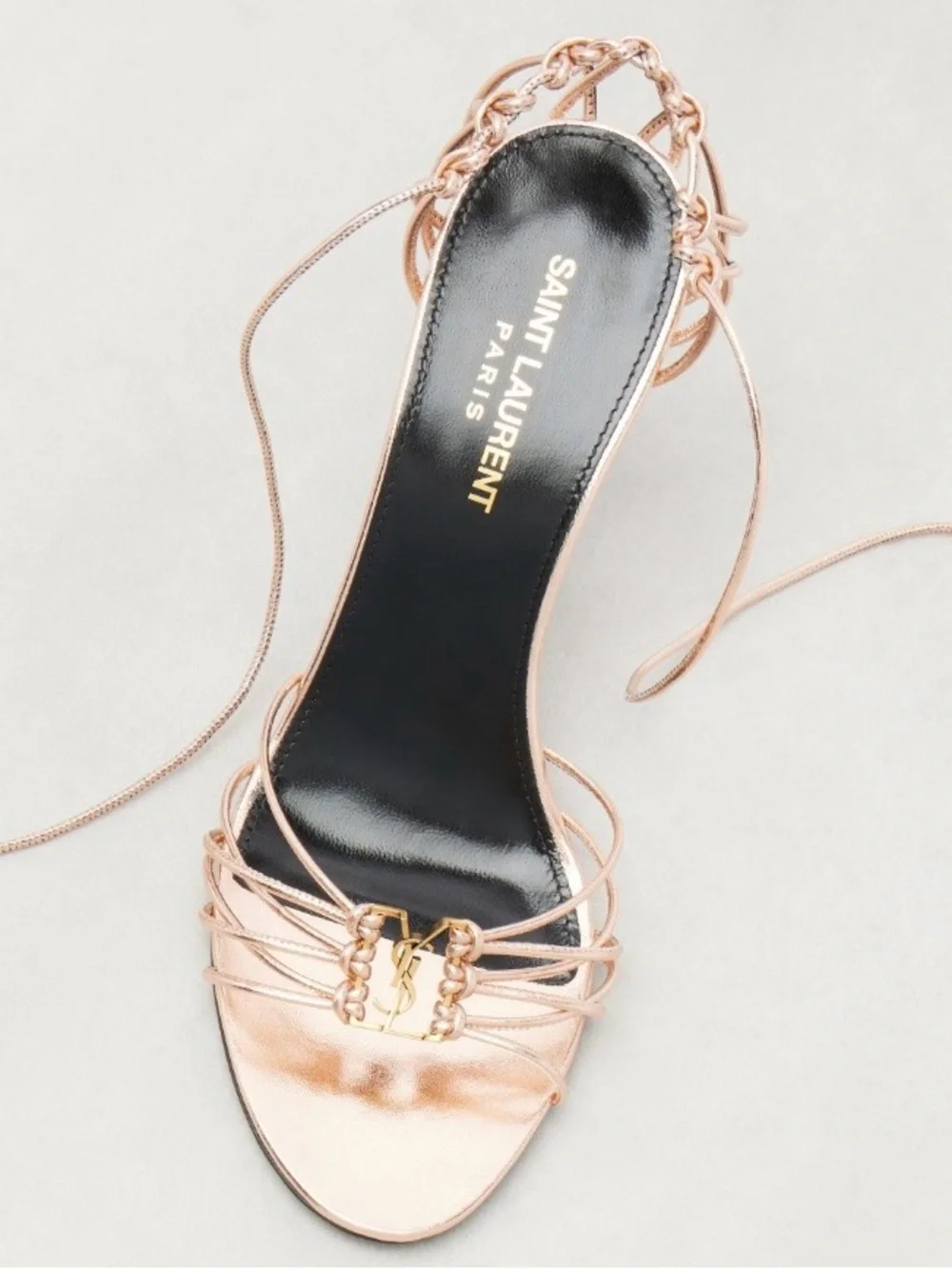 SAINT LAURENT Babylone 90 YSL logo strappy heels sandals - Picture 4 of 7